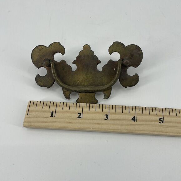 Chippendale Colonial Brass Antique Hardware Batwing Drawer Pull 2 1/2" center - Picture 9 of 12